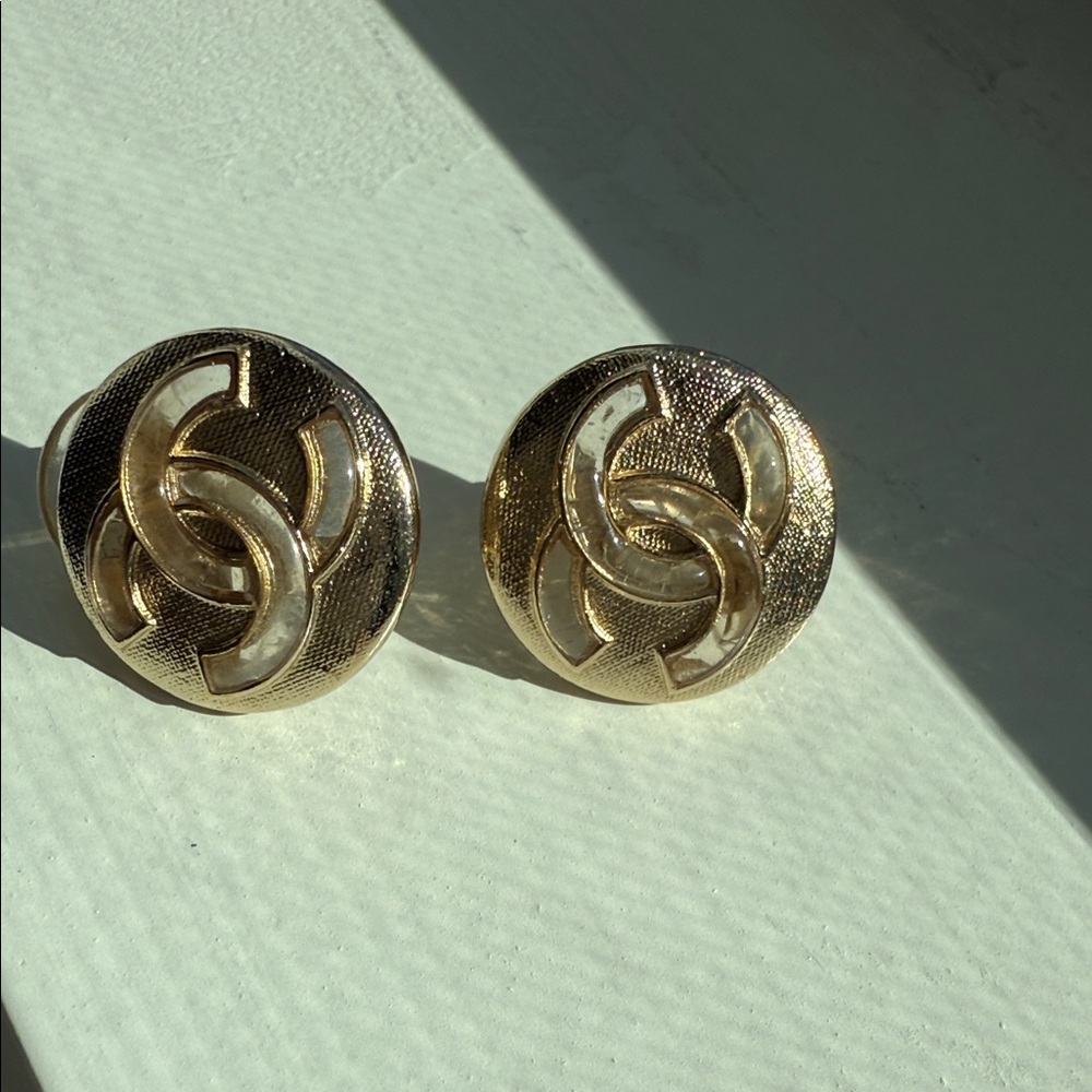 CHANEL Gold and Cream Earrings